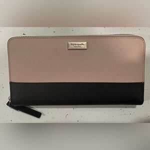 Kate Spade Pink and Black Wallet with Zip-Around